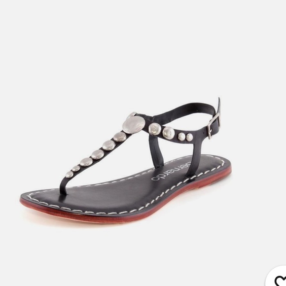 Bernardo Shoes - Bernardo Black T Strap Studded Leather sandal
